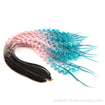 River Goddess Box Braids Crochet Hair With Curly Ends Bohemian Braids Boho Style Ombre Bright Colors